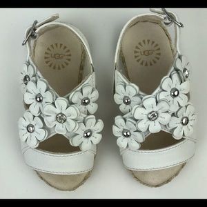 Ugg Toddler Girl White Ugg Allairey Flower Sandals Size 7 Buckle Strap